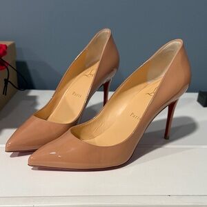 Christian Louboutin Pigalle Folies patent nude heels